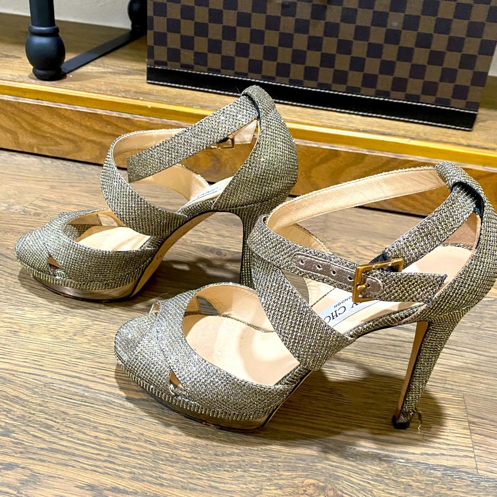 Jimmy Choo Kuki Glitter Platform Pump 38